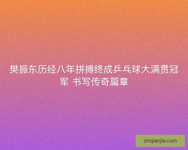 樊振东历经八年拼搏终成乒乓球大满贯冠军 书写传奇篇章