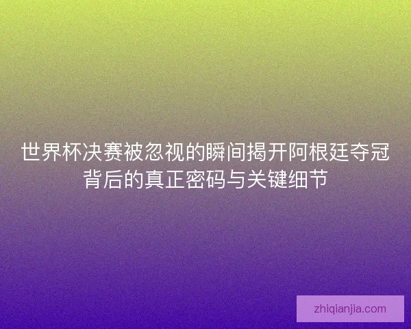 世界杯决赛被忽视的瞬间揭开阿根廷夺冠背后的真正密码与关键细节 世界杯决赛被忽视的瞬间揭开阿根廷夺冠背后的真正密码与关键细节