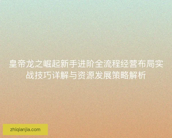 皇帝龙之崛起新手进阶全流程经营布局实战技巧详解与资源发展策略解析