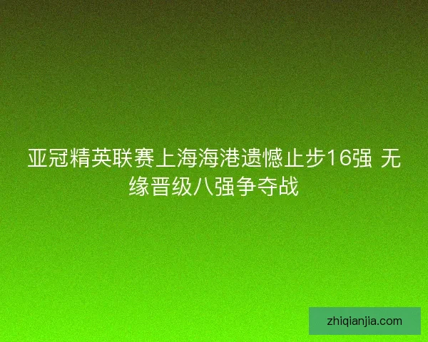 亚冠精英联赛上海海港遗憾止步16强 无缘晋级八强争夺战 亚冠精英联赛上海海港遗憾止步16强 无缘晋级八强争夺战